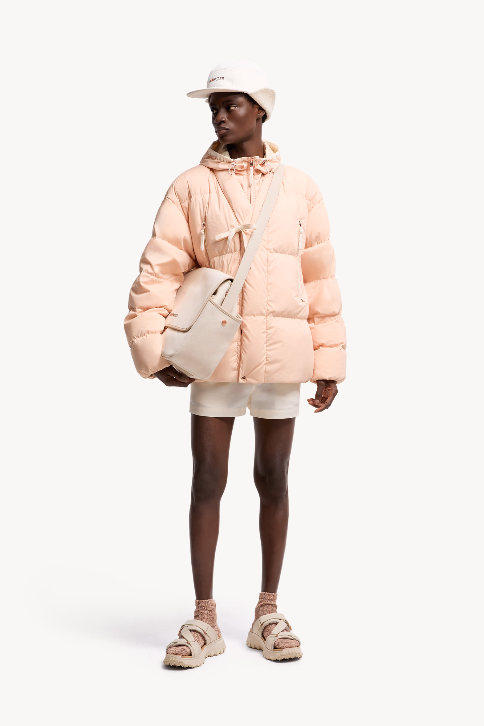 Moncler x Gilga Farm Designed by Donald Glover Tangelo Short Down Jacket Men Peach Pink Moncler 0